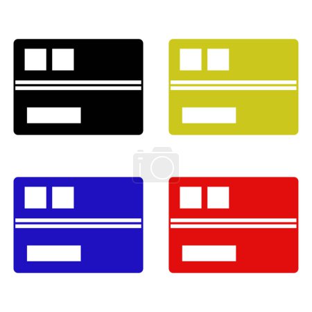 Téléchargez les illustrations : Ensemble de cartes de crédit icône dans le design plat sur fond blanc - en licence libre de droit
