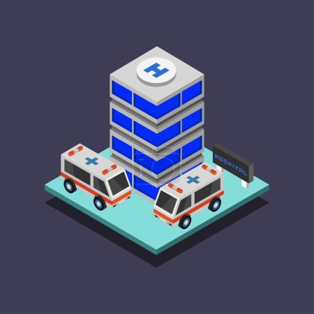Illustration for Hospital isometric composition vector illustration - Royalty Free Image