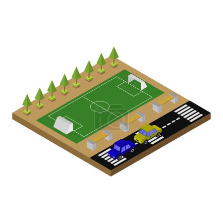 Illustration for Football field isometric 3d vector icon - Royalty Free Image