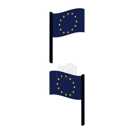 Ilustración de Banderas de la Unión Europea y de la Unión Europea sobre fondo blanco - Imagen libre de derechos