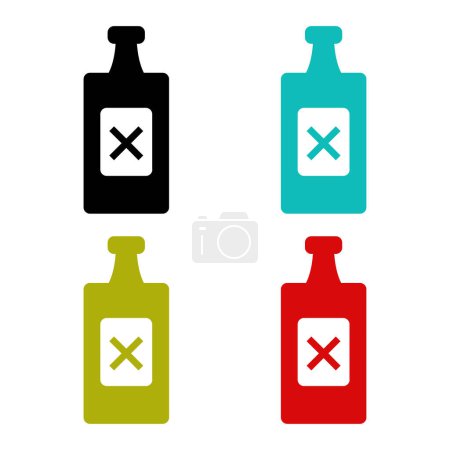 Téléchargez les illustrations : Ensemble d'icônes vectorielles de bouteilles empoisonnées - en licence libre de droit