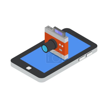 Illustration for Smartphone and camera isometric vector design - Royalty Free Image