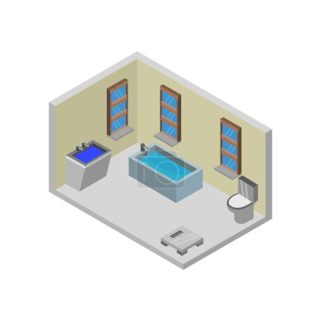 Téléchargez les illustrations : Vecteur isométrique intérieur de la salle de bain. - en licence libre de droit