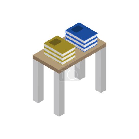 Illustration for Isolated desk with a stack of books - Royalty Free Image