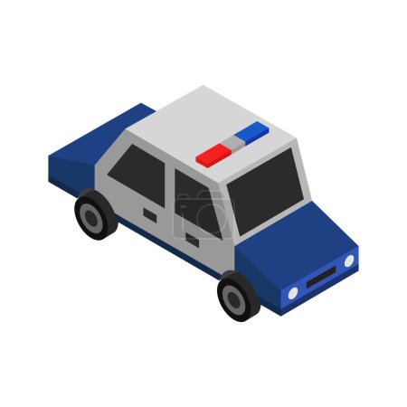 Téléchargez les illustrations : Icône de voiture de police dans un style isométrique sur fond blanc - en licence libre de droit