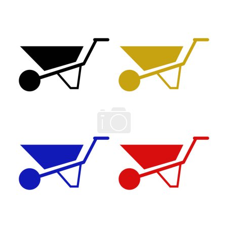 Illustration for Set of wheelbarrow cart icons - Royalty Free Image