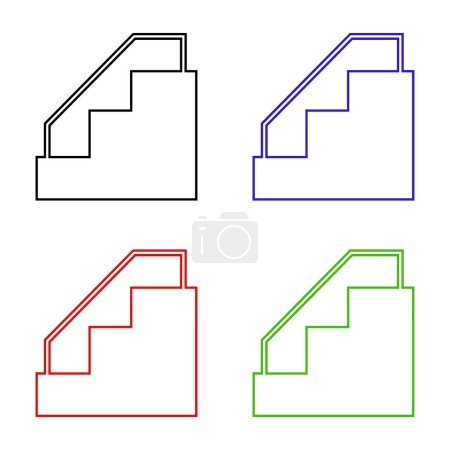 Ilustración de Línea de color escaleras icono aislado sobre fondo blanco - Imagen libre de derechos