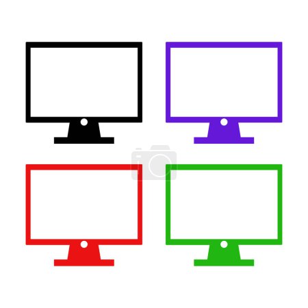 Téléchargez les illustrations : Icône de l'ordinateur sur fond blanc - en licence libre de droit