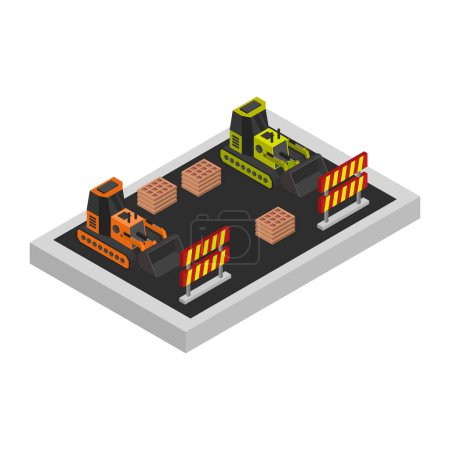 Ilustración de Fábrica industrial isométrica con equipo industrial - Imagen libre de derechos