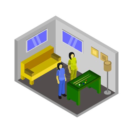 Ilustración de Interior isométrico de una habitación, ilustración vectorial diseño simple - Imagen libre de derechos