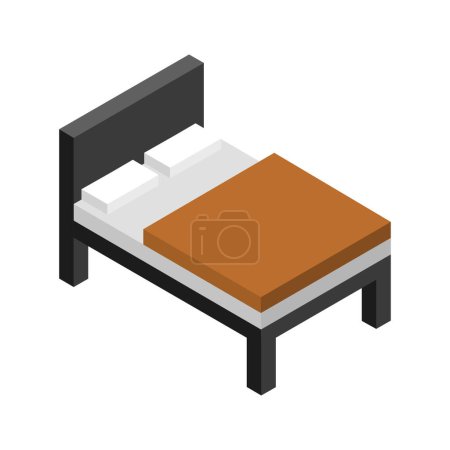 Ilustración de Ícono de cama isométrica. Ilustración isométrica 3 d vector - Imagen libre de derechos