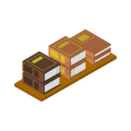 Illustration for Isometric icon of stacked books - Royalty Free Image