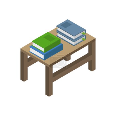 Illustration for Desk with books isolated icon - Royalty Free Image