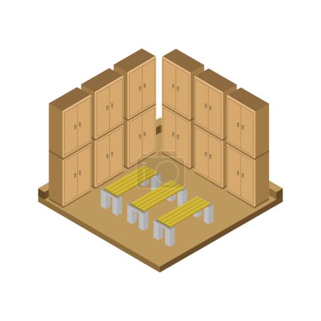 Illustration for Warehouse with boxes. isometric vector icon. warehouse icon. isometric view. - Royalty Free Image
