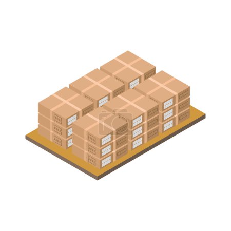 Illustration for Isometric icons with stack of boxes - Royalty Free Image