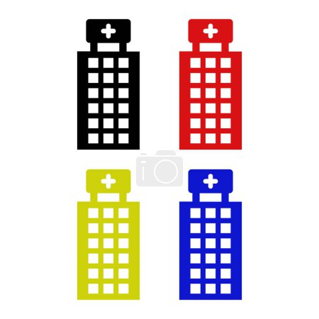 Téléchargez les illustrations : Icônes ensemble hôpital. couleurs différentes. illustration vectorielle - en licence libre de droit