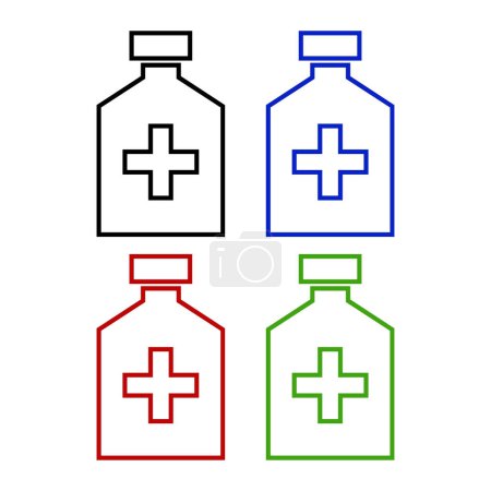 Téléchargez les illustrations : Bouteilles médicales icônes. illustration vectorielle - en licence libre de droit