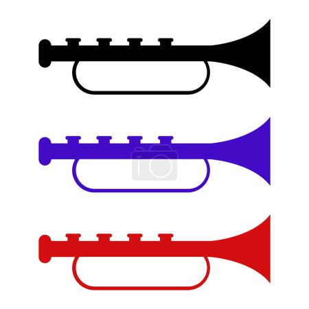 Téléchargez les illustrations : Set of four trumpet icons - en licence libre de droit