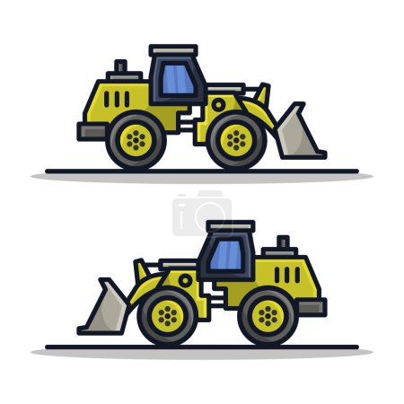 Illustration for Illustration of wheel loaders, heavy equipment and machinery on white background. - Royalty Free Image