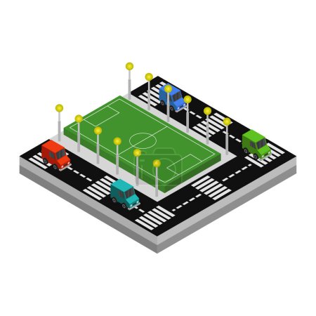 Illustration for Isometric city stadium with road. vector. 3 d illustration. - Royalty Free Image