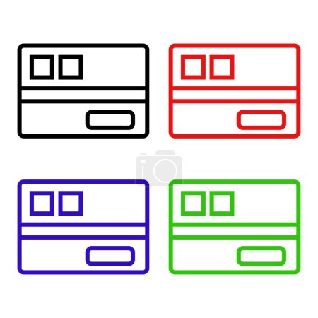 Téléchargez les illustrations : Ensemble de cartes de crédit icône dans le design plat sur fond blanc - en licence libre de droit