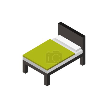 Téléchargez les illustrations : Illustration vectorielle isométrique de l'icône moderne du lit - en licence libre de droit