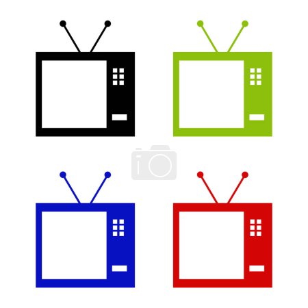 Téléchargez les illustrations : Ensemble d'icônes de télévision. style design plat. - en licence libre de droit