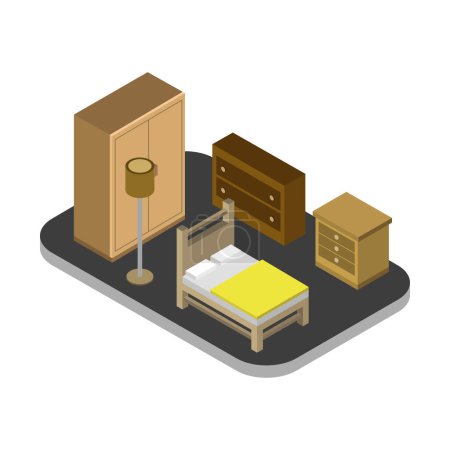 Photo for Isometric bedroom interior. vector illustration - Royalty Free Image
