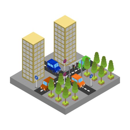 Ilustración de Ciudad isométrica de las calles urbanas - Imagen libre de derechos