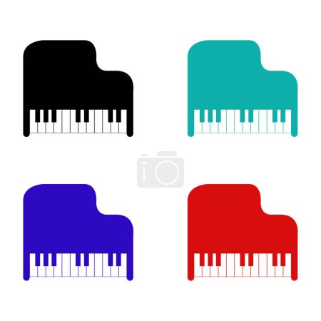 Téléchargez les illustrations : Illustration vectorielle d'icônes pour piano - en licence libre de droit