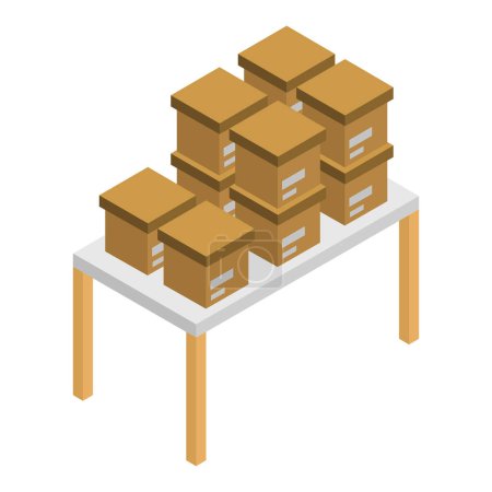 Ilustración de Icono de cajas de cartón isométrico, diseño simple vector - Imagen libre de derechos