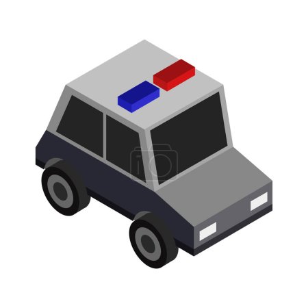 Téléchargez les illustrations : Icône de voiture de police dans un style isométrique sur fond blanc - en licence libre de droit
