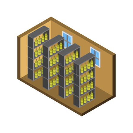 Ilustración de Botellas de vino en una bodega icono, vector de ilustración - Imagen libre de derechos