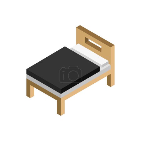 Téléchargez les illustrations : Icône de lit vecteur isolé sur fond blanc - en licence libre de droit