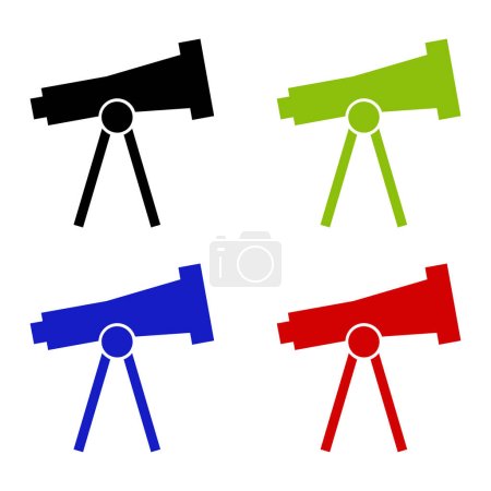 Téléchargez les illustrations : Icône du télescope sur fond blanc - en licence libre de droit