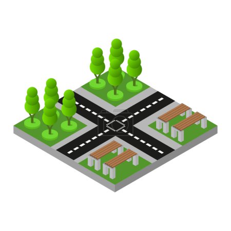 Ilustración de Vector isométrico parque de la ciudad con árboles - Imagen libre de derechos