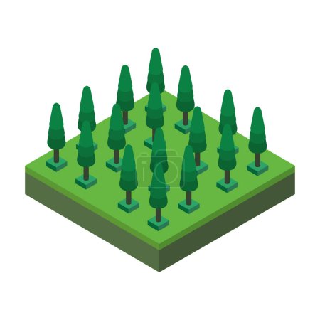 Illustration for Isometric vector illustration. green trees - Royalty Free Image