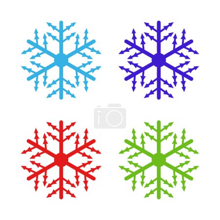 Illustration for Snowflake icons set isolated on white background, vector illustration - Royalty Free Image