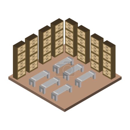 Ilustración de Iconos isométricos con pila de cajas - Imagen libre de derechos