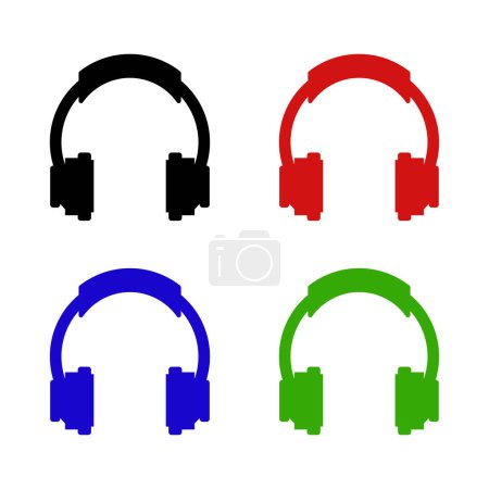 Illustration for Headphones icon set. flat design style - Royalty Free Image