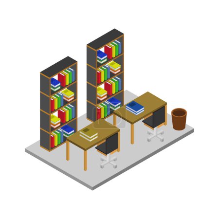 Illustration for Isometric vector illustration of a library - Royalty Free Image