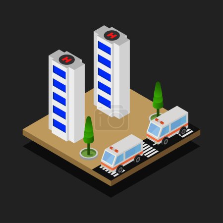 Téléchargez les photos : Illustration vectorielle de composition isométrique de l'hôpital - en image libre de droit