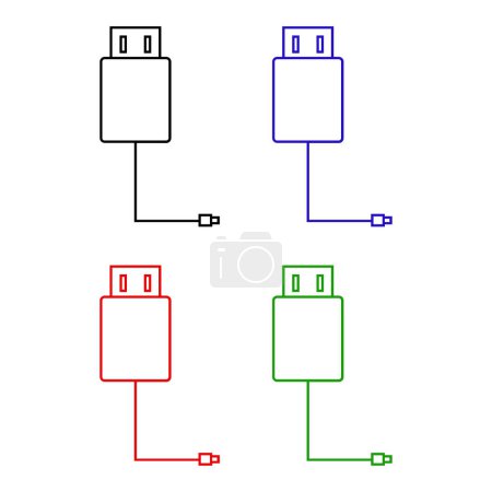 Illustration for Set of USB cable icons, vector illustration - Royalty Free Image