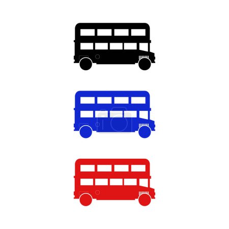 Illustration for Vector set of color London bus silhouettes - Royalty Free Image