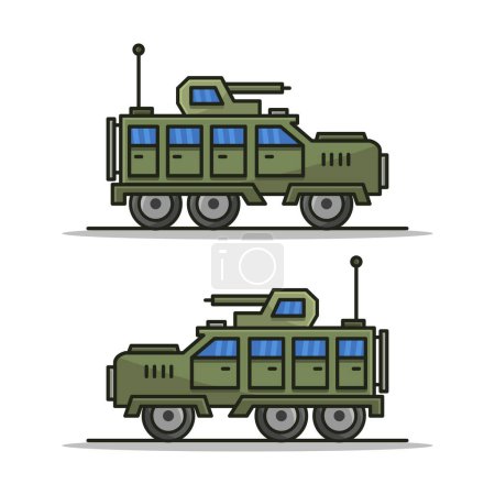 Téléchargez les illustrations : Voiture véhicules militaires icône, style dessin animé - en licence libre de droit