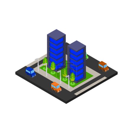 Illustration for Isometric city of a residential building, vector illustration simple design - Royalty Free Image