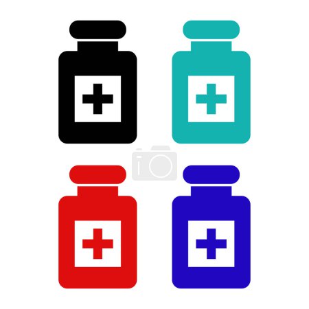 Ilustración de Conjunto de coloridas botellas de jarabe - Imagen libre de derechos