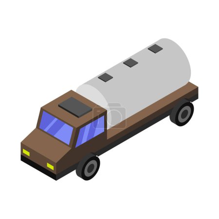 Téléchargez les illustrations : Icône isométrique du camion sur fond blanc - en licence libre de droit