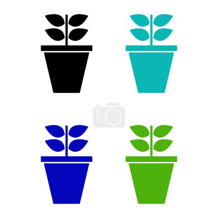 Ilustración de Icono de planta en maceta aislado sobre fondo blanco - Imagen libre de derechos