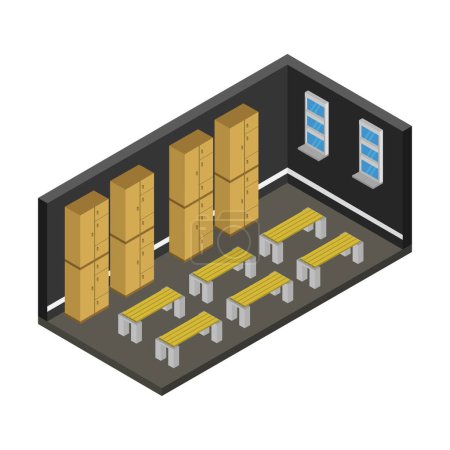 Ilustración de Almacén almacén con cajas de diseño vectorial - Imagen libre de derechos